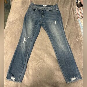 LC Lauren Conrad Distressed Blue Straight Leg Jeans